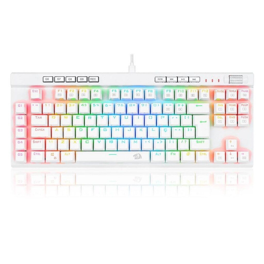 Teclado Óptico Gamer Redragon Magic-Wand PRO RGB Switch Vermelho, ABNT2, Branco