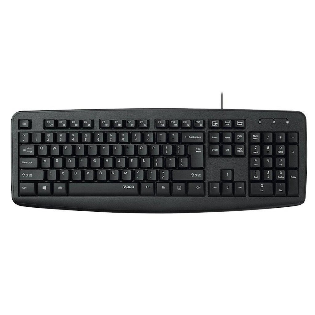 Teclado Rapoo NK2600, 104 Teclas de Membrana, Teclas Multimídia, Resistente a Líquidos, USB