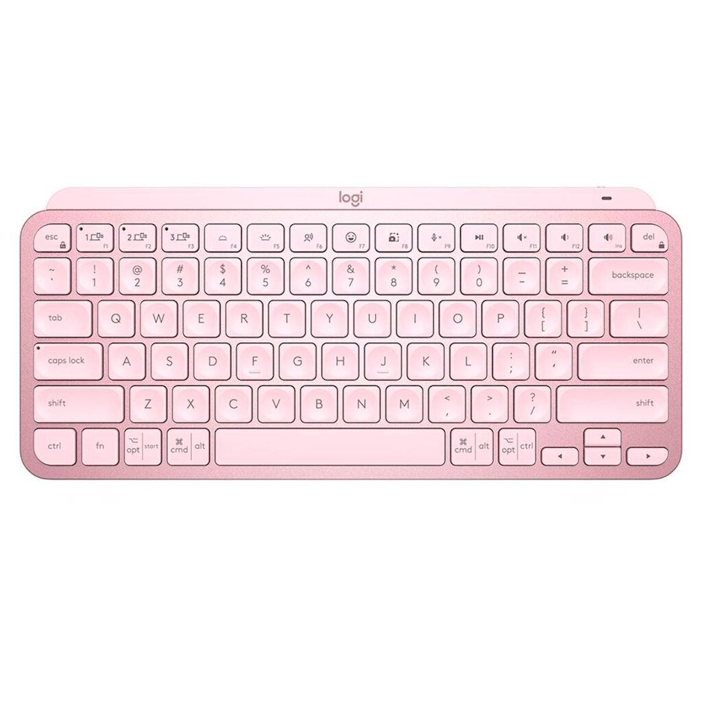 Teclado sem Fio Logitech MX Keys Mini - Padrão US - Rosa - Bluetooth - 920-010507