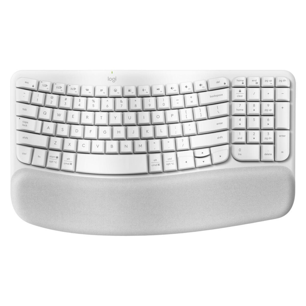 Teclado sem Fio Logitech Wave Keys - Padrão US - Branco - Bluetooth - 920-012282