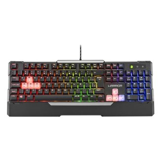 Teclado Semi Mecânico Gamer Multilaser Warrior TC208 Rainbow ABNT2 Preto