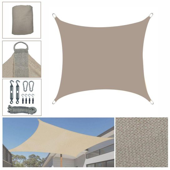 Tela Sombreamento Solar Shade 2x2m Areia Com Kit Instalação - Areia Menor preço em Tela Sombreamento Solar Shade 2x2m Areia Com Kit Instalação - Areia