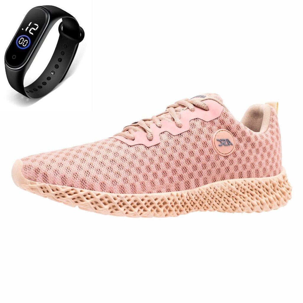 Tenis Academia Feminino de Amarrar Esporte Ortopêdico + Relógio