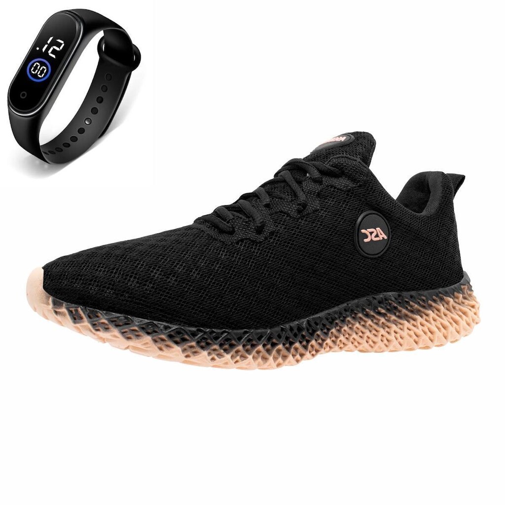 Tenis Academia Feminino de Amarrar Esporte Ortopêdico + Relógio
