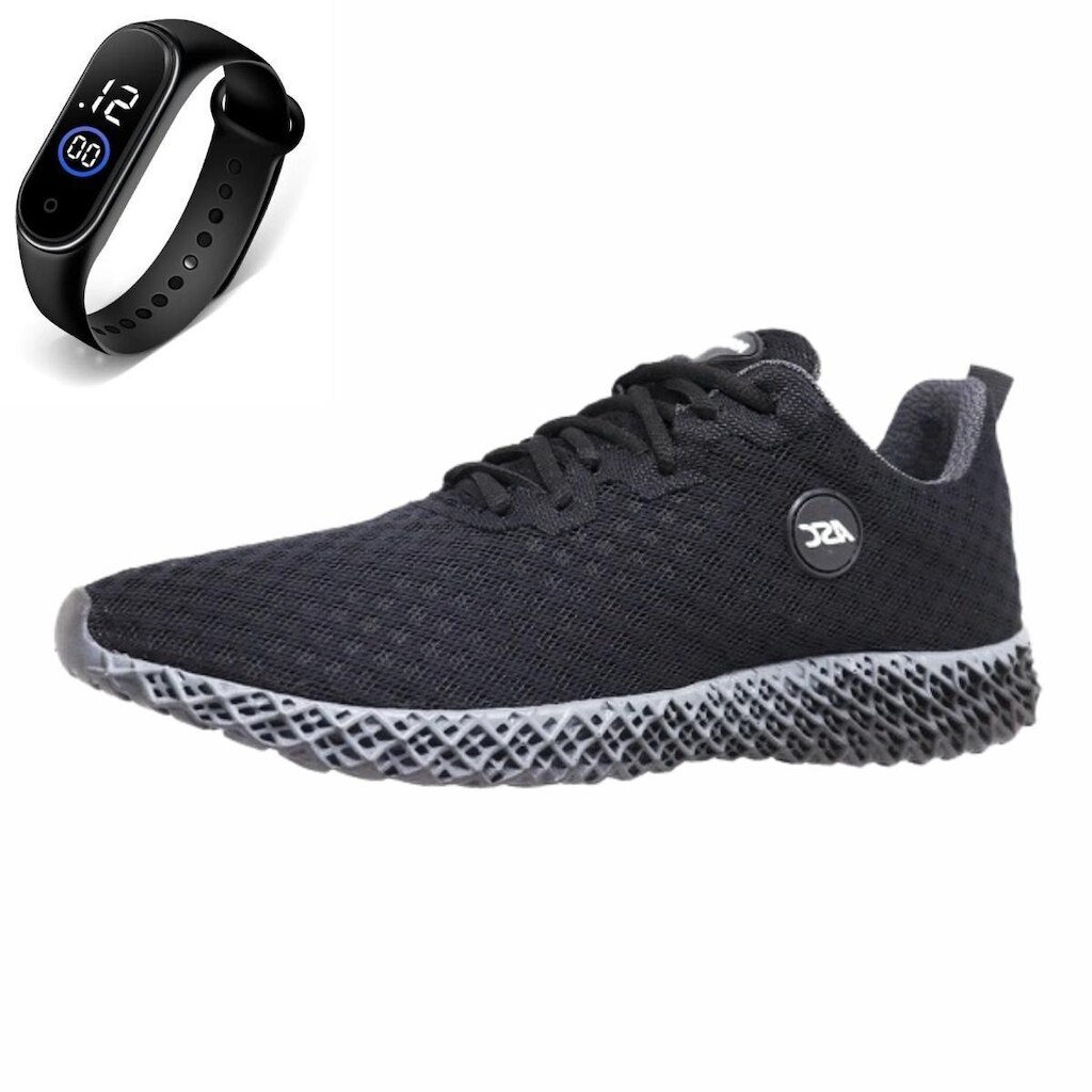 Tenis Academia Feminino de Amarrar Esporte Ortopêdico + Relógio