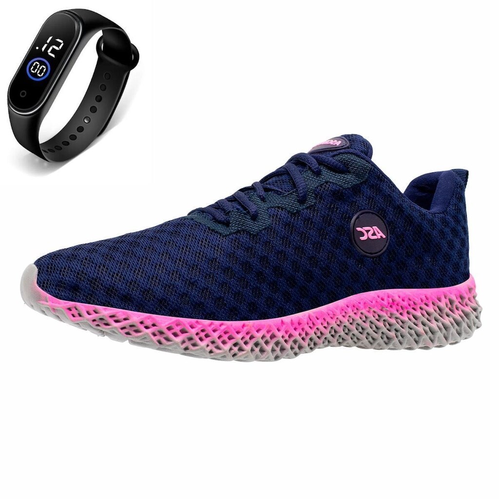 Tenis Academia Feminino de Amarrar Esporte Ortopêdico + Relógio