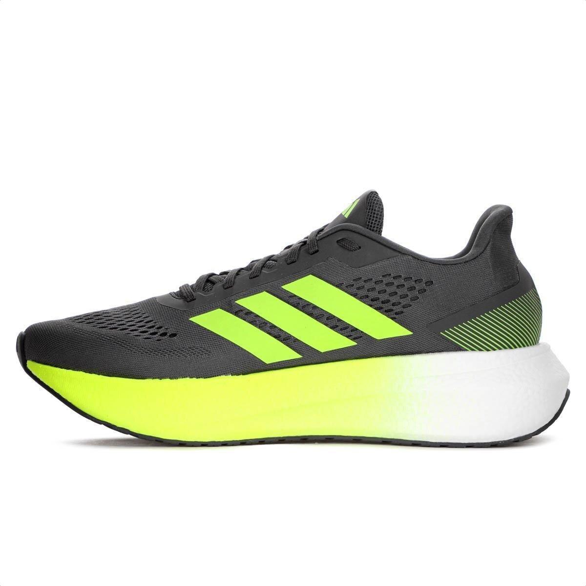 Tênis Adidas Boost Run Cinza e Verde - Masculino - Cinza | Netshoes