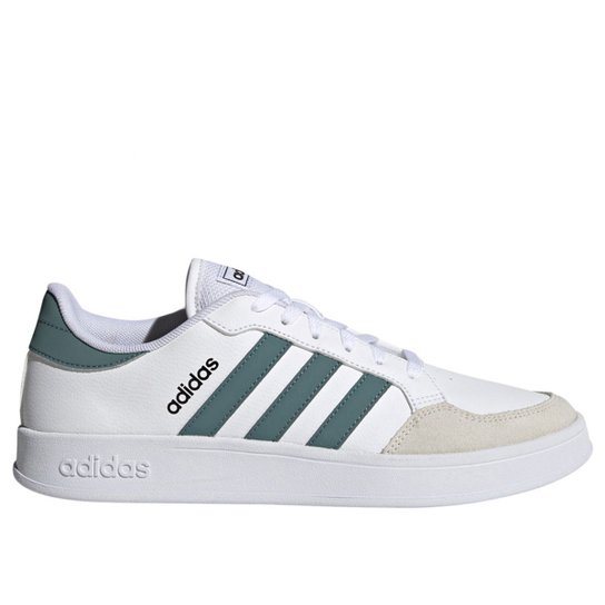 Tênis Adidas Breaknet Masculino - Branco+Verde Menor preço em Tênis Adidas Breaknet Masculino - Branco+Verde