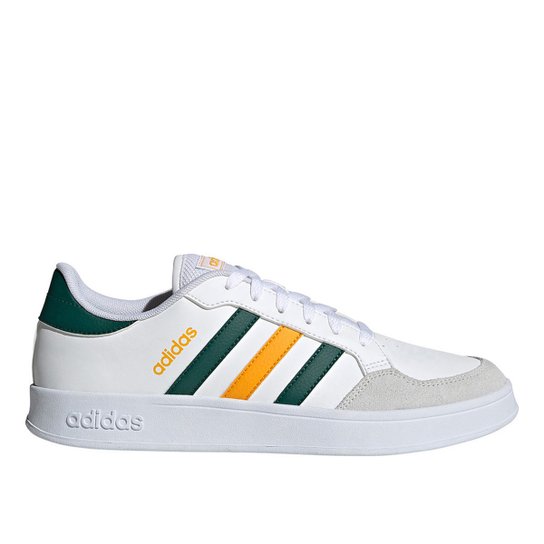 Tênis Adidas Breaknet Masculino - Branco+Amarelo Menor preço em Tênis Adidas Breaknet Masculino - Branco+Amarelo