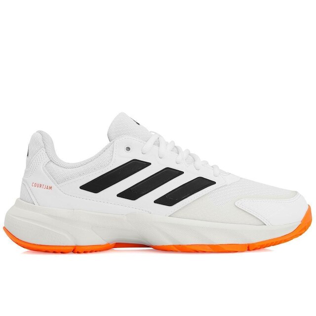 Tênis Adidas Courtjam Control 3 - All Court - Branco Preto e Laranja