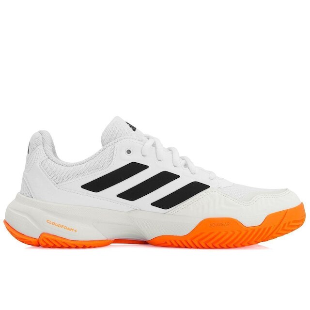 Tênis Adidas Courtjam Control 3 - All Court - Branco Preto e Laranja