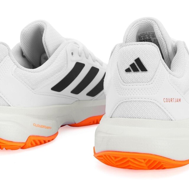 Tênis Adidas Courtjam Control 3 - All Court - Branco Preto e Laranja