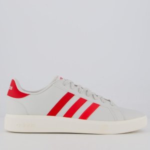 Imagem Tênis Adidas Grand Court Base 2.0 Cinza e Vermelho