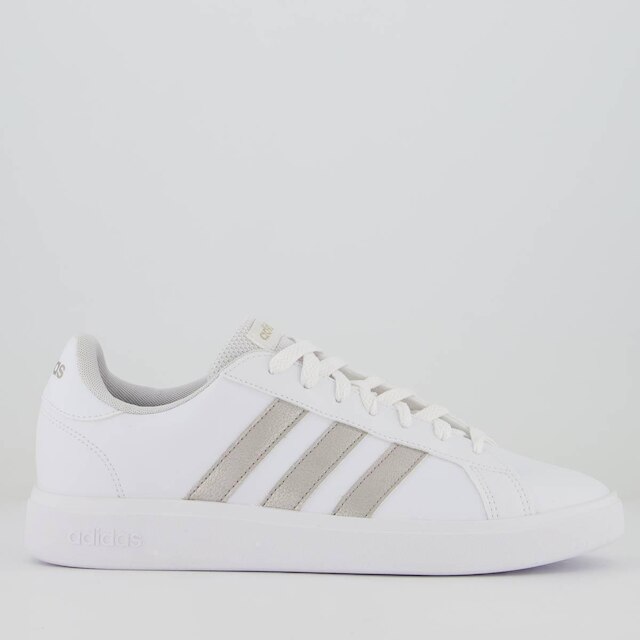 Tênis Adidas Grand Court Base 2.0 Feminino Branco e Prata
