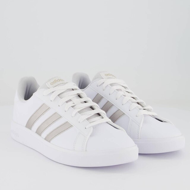 Tênis Adidas Grand Court Base 2.0 Feminino Branco e Prata