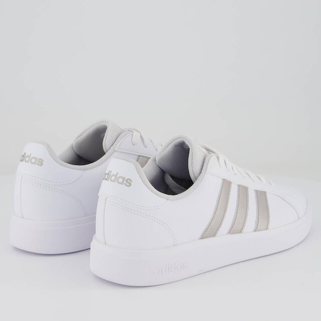 Tênis Adidas Grand Court Base 2.0 Feminino Branco e Prata