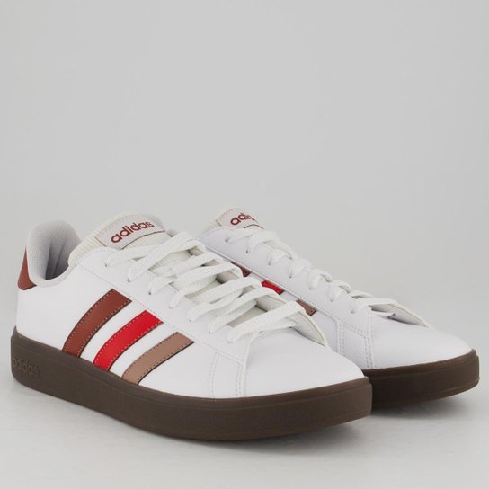 Tênis Adidas Grand Court Base Branco e Marrom