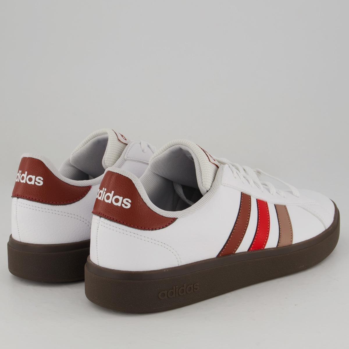 Tênis Adidas Grand Court Base Branco e Marrom - Branco | Netshoes