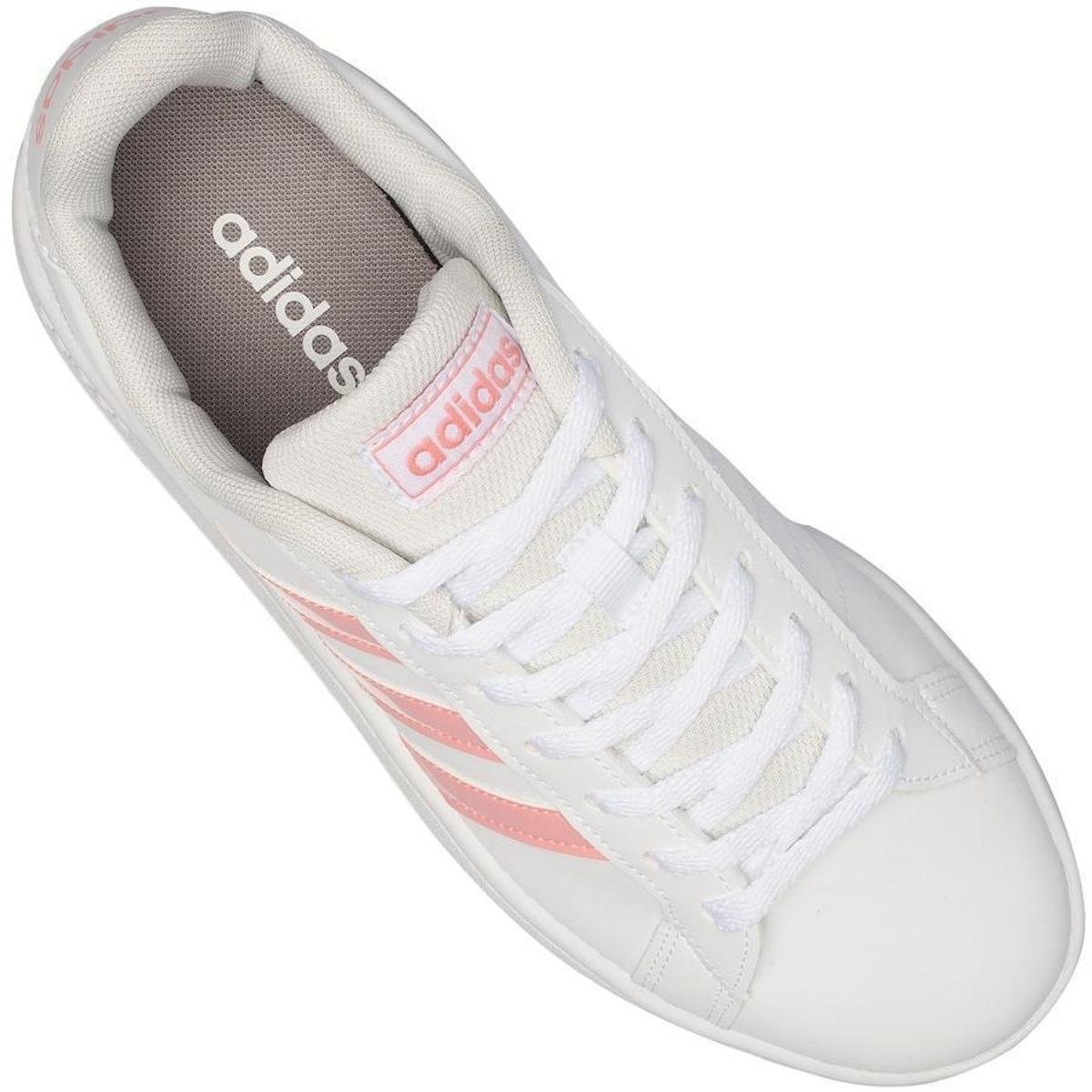 Tênis Adidas Grand Court Base Feminino - Branco e Rosa - Branco+Rosa |  Netshoes