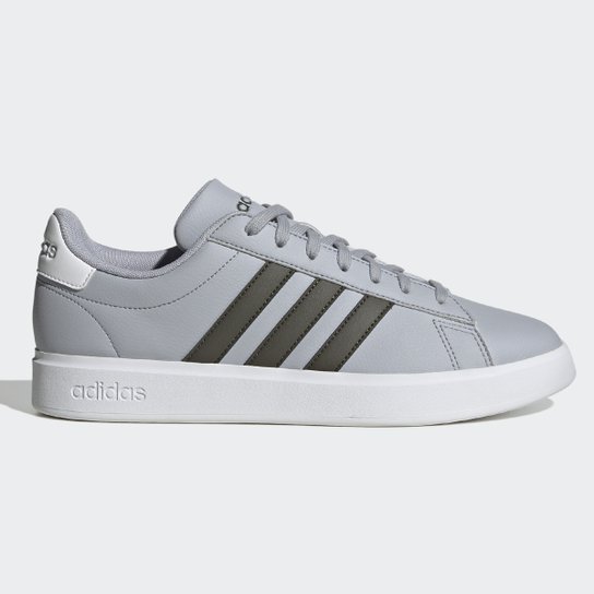 Tênis Adidas Grand Court Comfort Masculino - Prata+Preto Menor preço em Tênis Adidas Grand Court Comfort Masculino - Prata+Preto