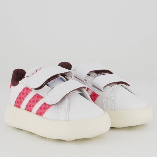 Tênis Adidas Grand Court Disney Minnie Infantil Branco e Rosa