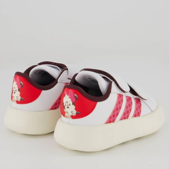 Tênis Adidas Grand Court Disney Minnie Infantil Branco e Rosa