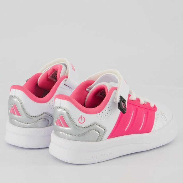 Tênis Adidas Lightorama Court EL Infantil Branco - Rosa | Netshoes