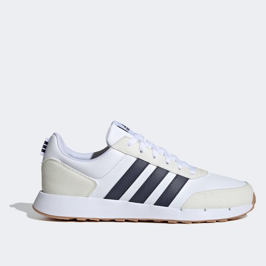 Tênis Adidas Run 50S Unissex - Branco+Marinho Menor preço em Tênis Adidas Run 50S Unissex - Branco+Marinho