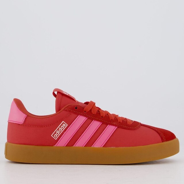 Tênis Adidas VL Court 3.0 Vermelho e Rosa Feminino - Vermelho | Netshoes
