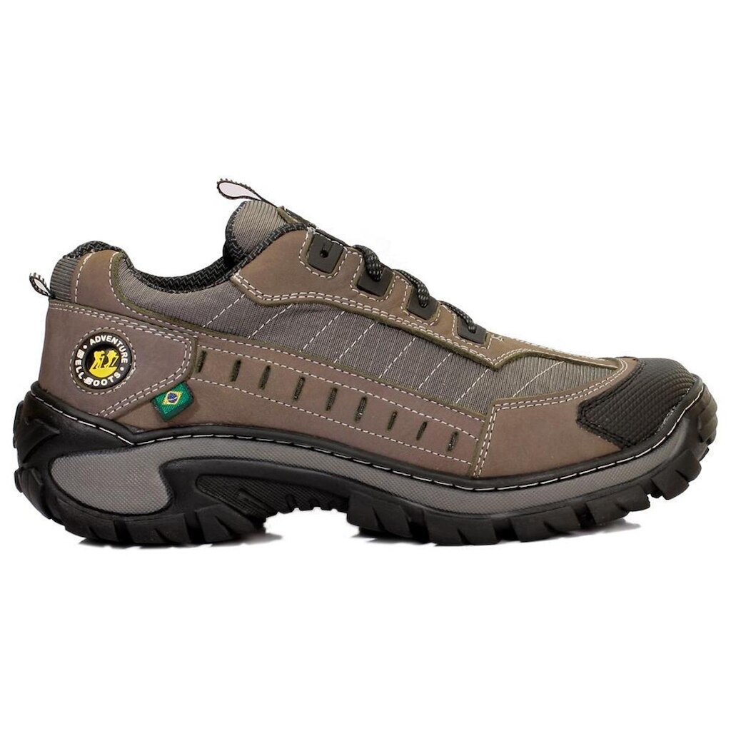 Tênis Adventure Masculino Couro Cadarço Treeking Resistente