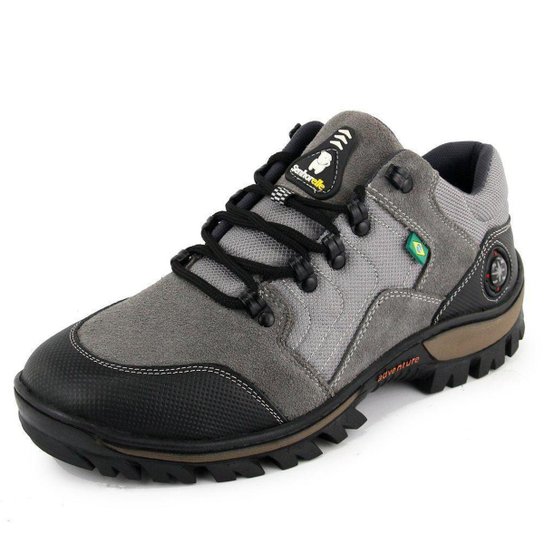 Tênis Adventure Masculino Couro Legitimo Impermeável Antiderrapante + Palmilha Confort Gel - Cinza Menor preço em Tênis Adventure Masculino Couro Legitimo Impermeável Antiderrapante + Palmilha Confort Gel - Cinza