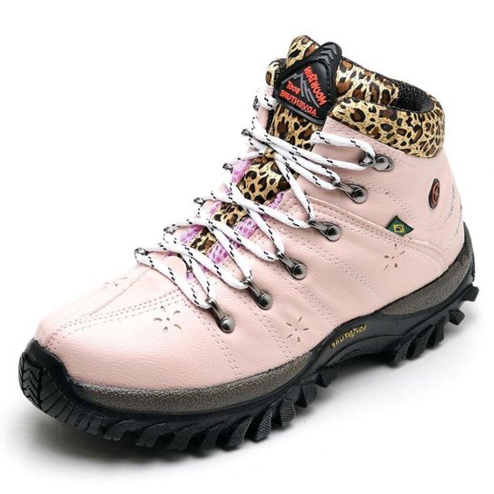 Tenis Adventure Mountain Feminino Com Detalhe Onça - Rosa Menor preço em Tenis Adventure Mountain Feminino Com Detalhe Onça - Rosa