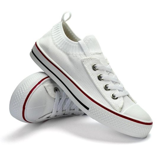 Tênis All Feminino Star Feet Meia Cano Baixo Casual - Branco Menor preço em Tênis All Feminino Star Feet Meia Cano Baixo Casual - Branco