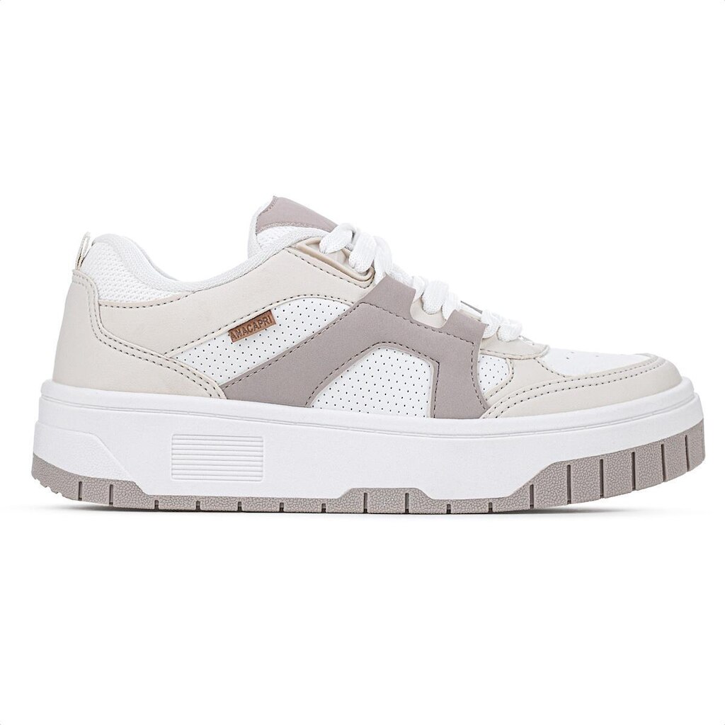 Tênis Anacapri 30533 Branco Marrom e Off White - Feminino