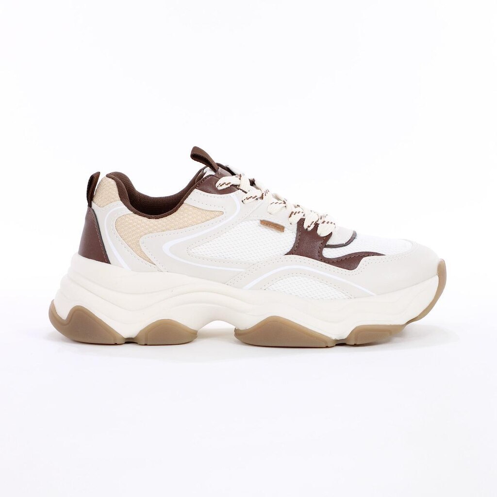 Tênis Anacapri Alexa Robusto Cinza Off White e Marrom - Feminino
