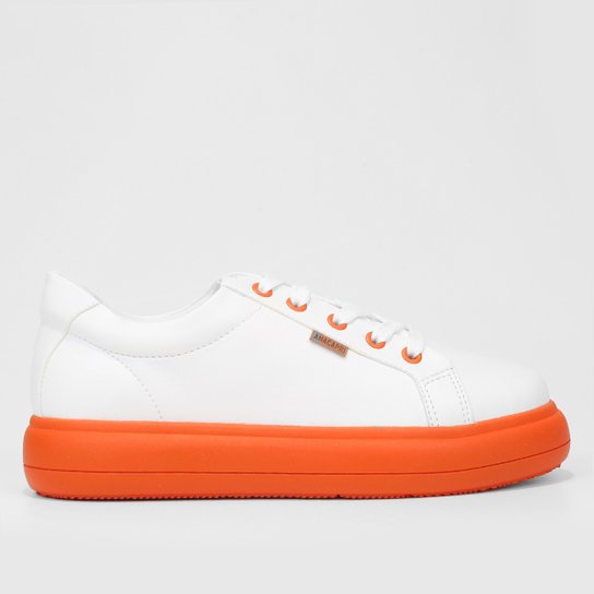 Tênis Anacapri Casual Feminino - Branco+Laranja Menor preço em Tênis Anacapri Casual Feminino - Branco+Laranja