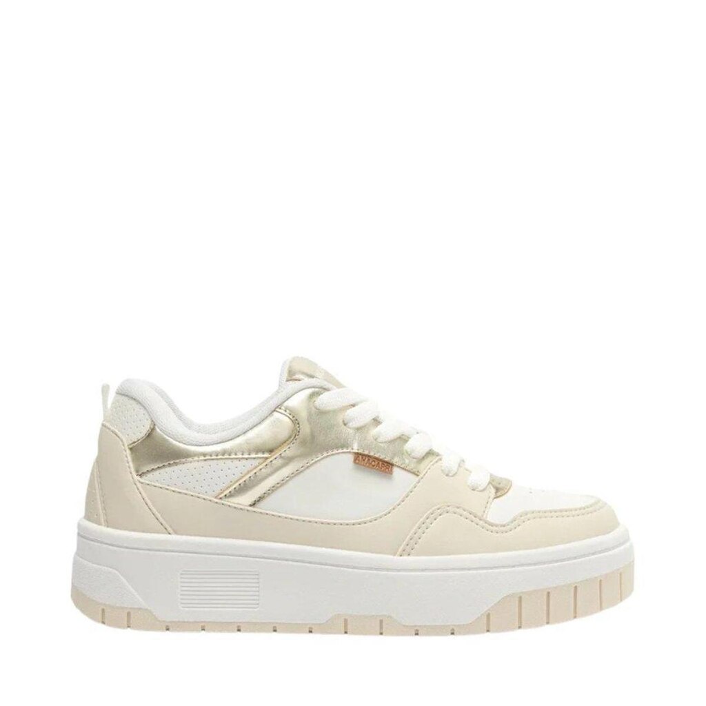 Tenis Anacapri Emma Branco e Dourado
