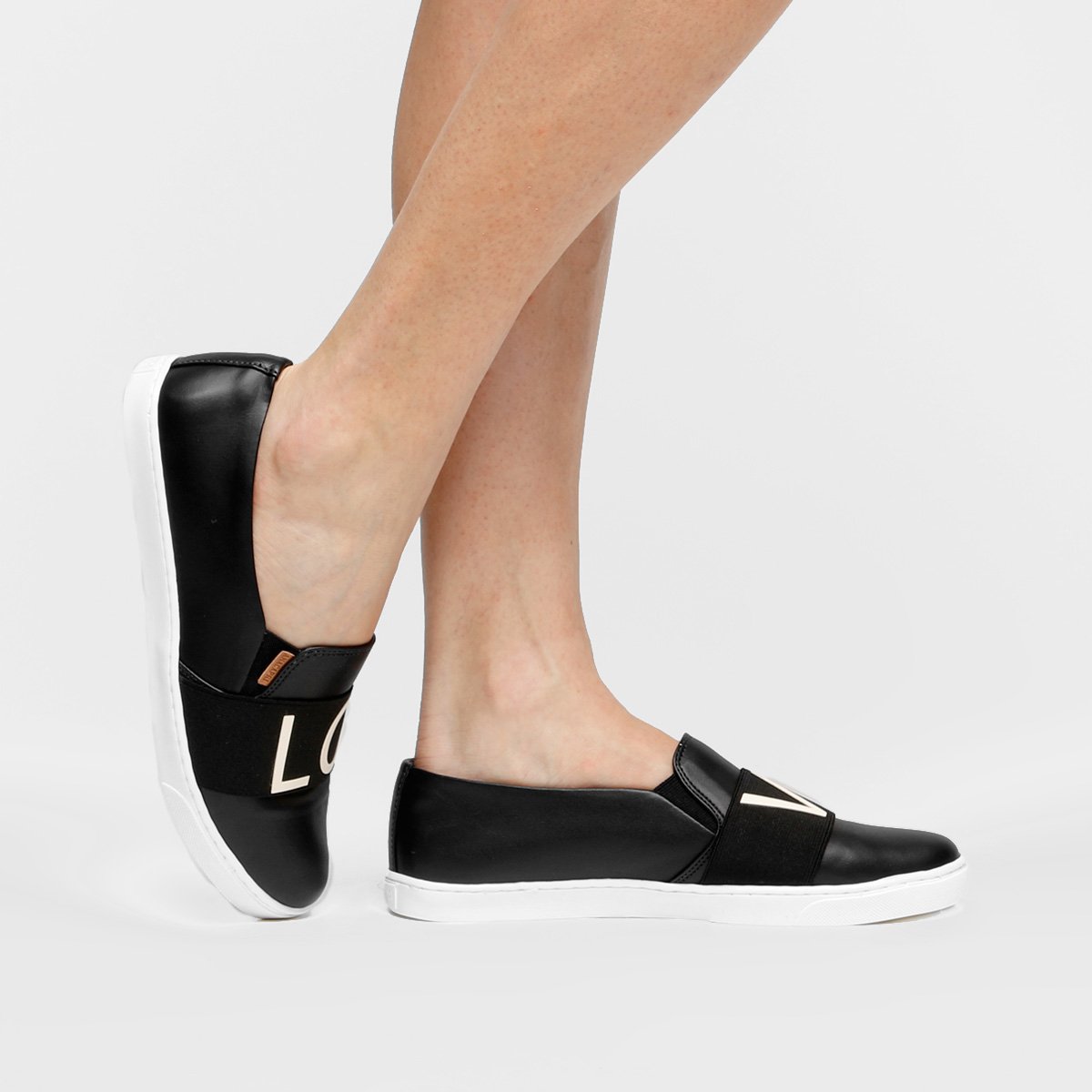 Tênis AnaCapri Slip On Love - Preto | Netshoes