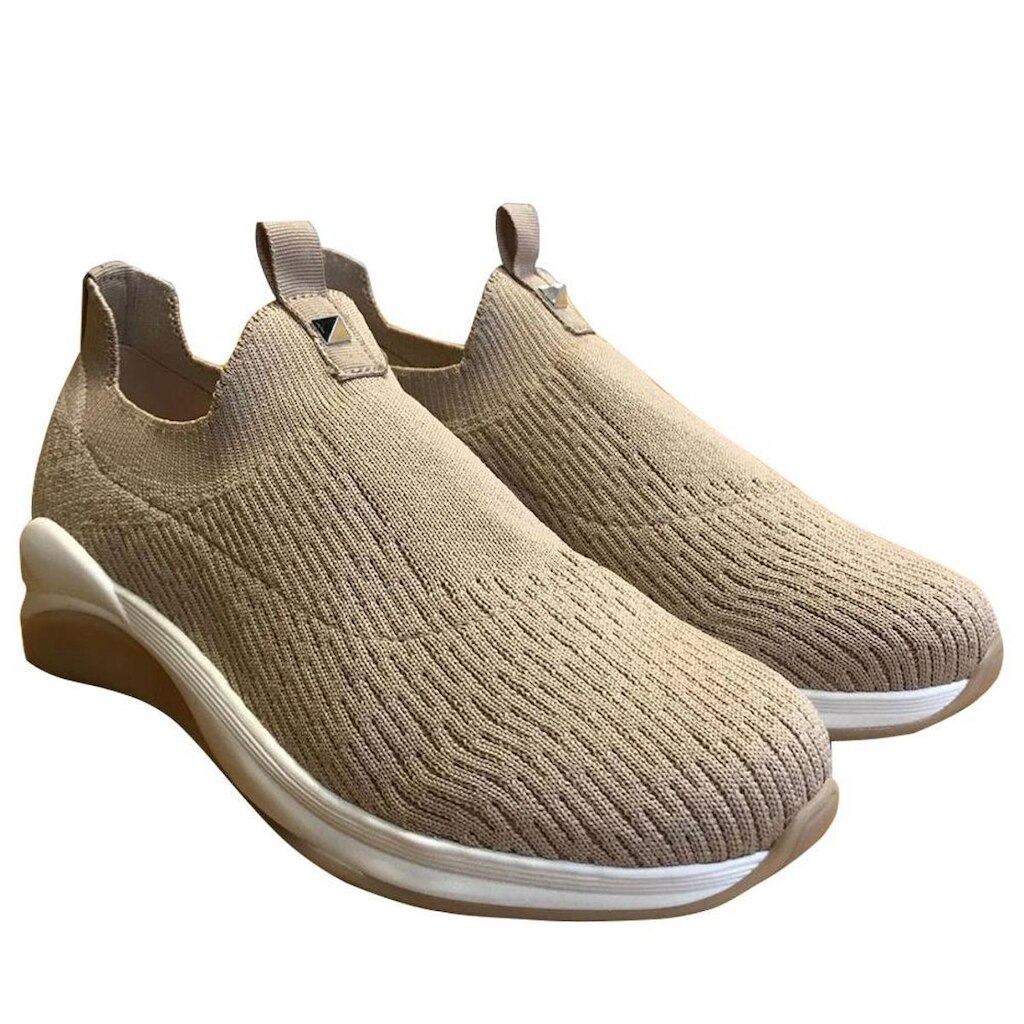 Tênis Arezzo Slip On Nude Knit Studs