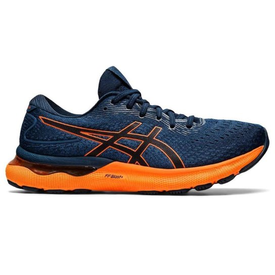 TÊNIS ASICS GEL-NIMBUS 24-MASCULINO - Marinho+Laranja Menor preço em TÊNIS ASICS GEL-NIMBUS 24-MASCULINO - Marinho+Laranja