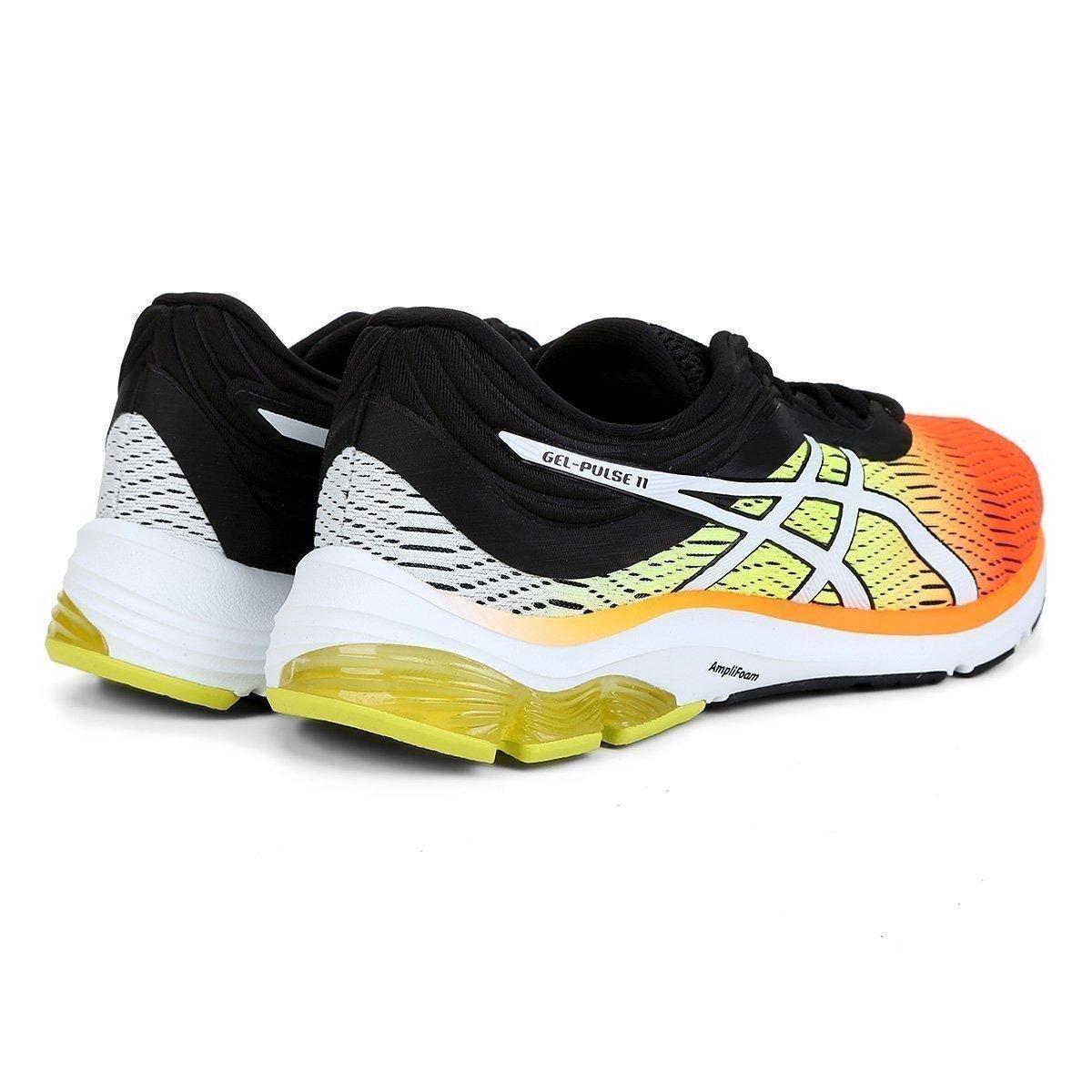 asics preto e laranja