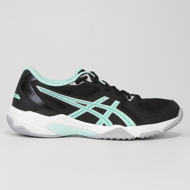 Tênis Asics Gel-Rocket 10 Feminino - Preto+Azul claro Menor preço em Tênis Asics Gel-Rocket 10 Feminino - Preto+Azul claro