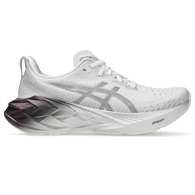 Tênis ASICS Novablast 4 Lite-Show - Feminino - Roxo e Turquesa com Verde - Cinza é boa?