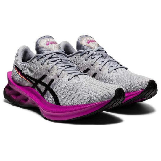Tênis ASICS Novablast Pixel - Feminino - Cinza+Roxo