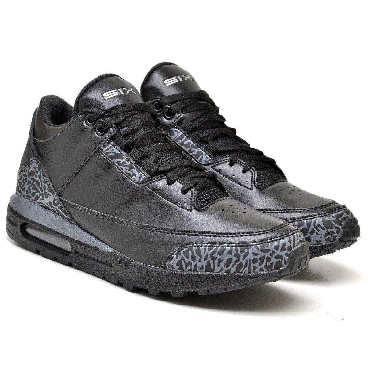 Tênis Basquete Masculino Cano Alto Cadarço Confortável - Preto | Netshoes