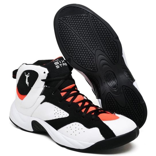 Tênis Basquete Masculino Dunk Cano Alto Six Street /Laranja - Preto Menor preço em Tênis Basquete Masculino Dunk Cano Alto Six Street /Laranja - Preto