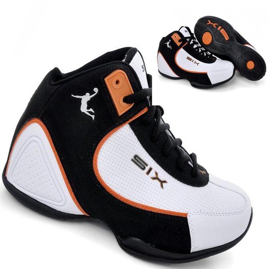 Tênis Basquete Masculino Six Street Charge - Branco+Laranja Menor preço em Tênis Basquete Masculino Six Street Charge - Branco+Laranja