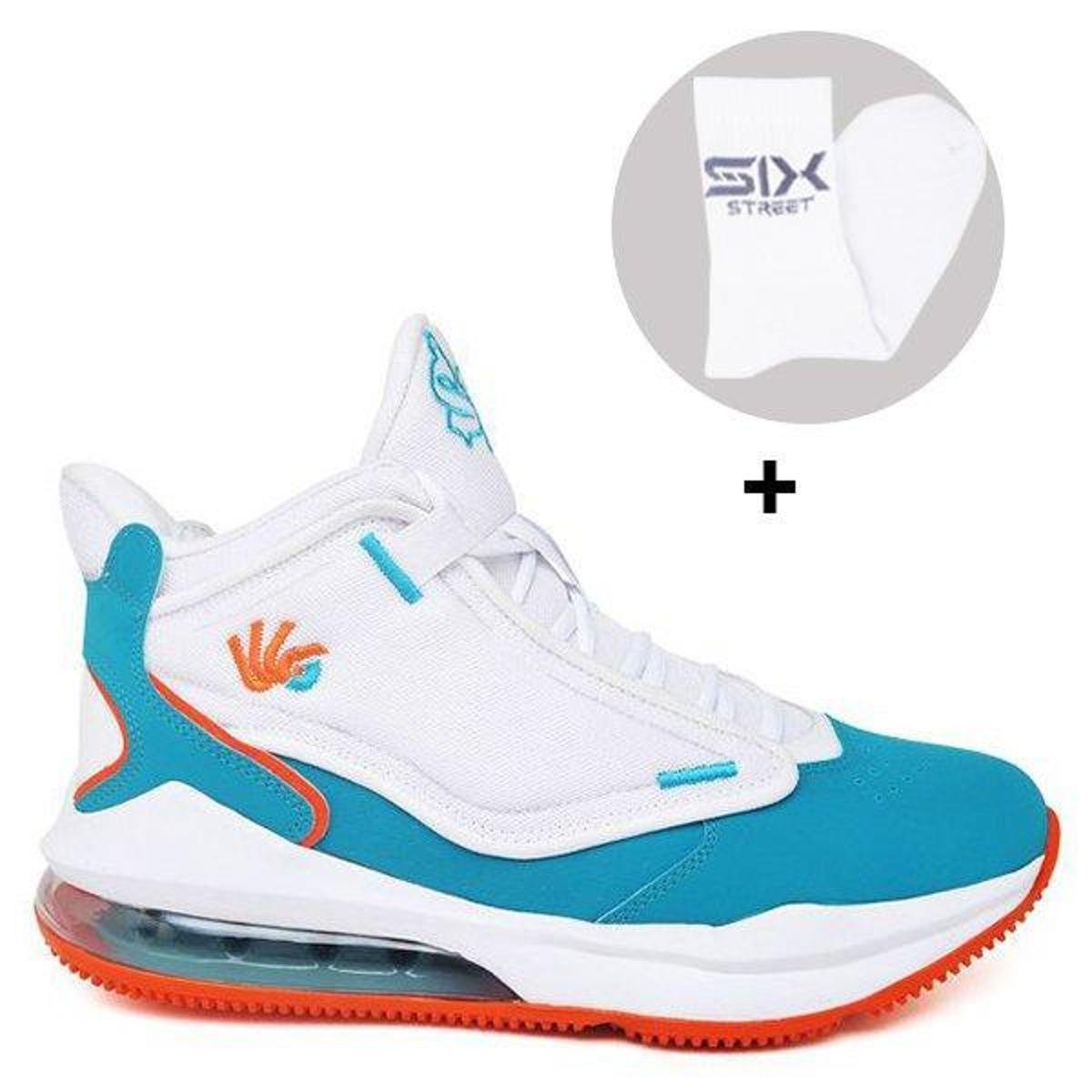 Tenis Basquete Six Street Ankaa - Branco Verde Menor preço em Tenis Basquete Six Street Ankaa - Branco Verde