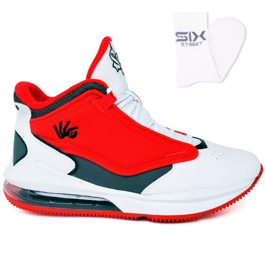 Tenis Basquete Six Street Ankaa - Vermelho Branco 30018 mais meia - Vermelho+Branco é ruim? Tenis Basquete Six Street Ankaa - Vermelho Branco 30018 mais meia - Vermelho+Branco é boa?