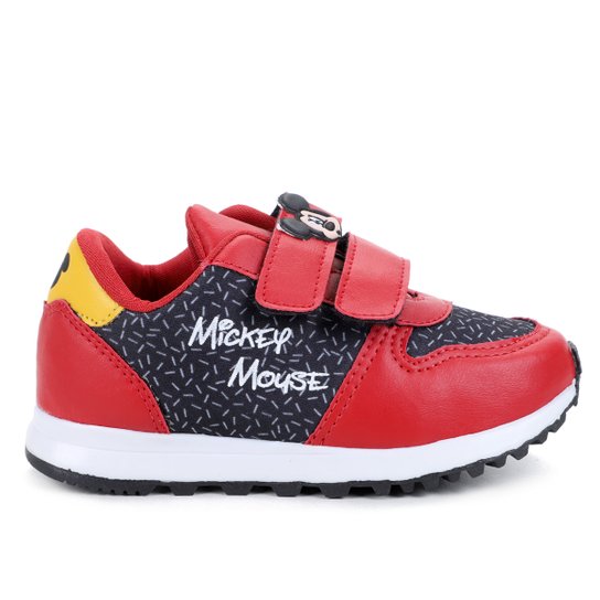 Tênis Bebê Disney Mickey Mouse Face Menino - Vermelho+Preto Menor preço em Tênis Bebê Disney Mickey Mouse Face Menino - Vermelho+Preto